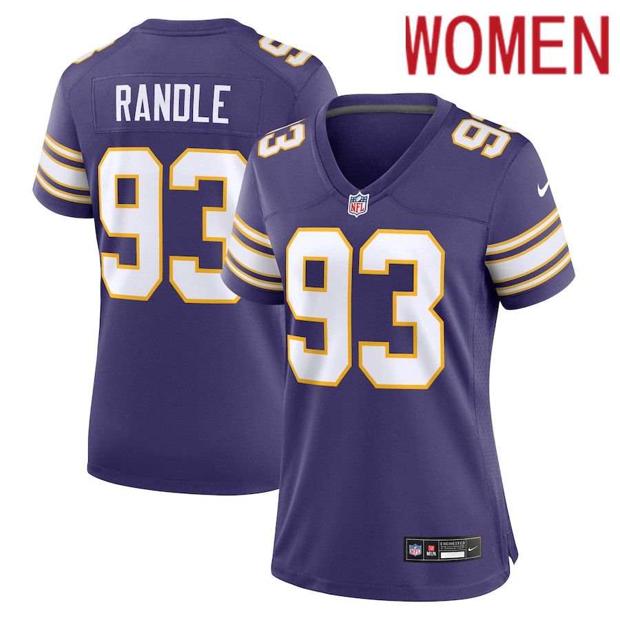 Women Minnesota Vikings #93 John Randle Nike Purple Classic Player Game NFL Jersey